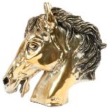 1970s, artist unknown, horse head sculpture, silver plate over brass, signed indistinctly and