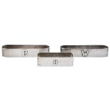 The Kalo Shop, napkin rings, two, Chicago, IL, sterling silver, stamped marks, applied B and W