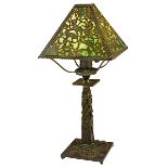 Riviere Brass & Bronze Works / Riviere Studios, boudoir lamp, New York, NY, patinated bronze, slag