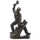 Henry Schoenbauer, (American, 1895-1973) Chopping Wood, 1961, bronze, signed and dated, Modern Art