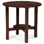 L & JG Stickley, lamp table, #577, Fayetteville, NY, oak, unsigned, 30"dia x 28.5"h Refinished