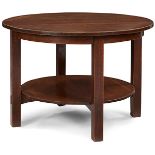 L & JG Stickley, table, #543, Fayetteville, NY, oak, unsigned, 42.5"dia x 29.5"h Sloppy recoat