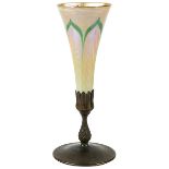Louis Comfort Tiffany (1848-1933) Tiffany Studios, trumpet vase, #1043, New York, NY, pulled feather