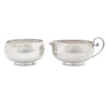 Julius Olaf Randahl (1880-1972) creamer and sugar set, #154, Chicago, IL, sterling silver, stamped