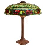 The J.A. Whaley Lamp Company, table lamp, New York, NY, bronzed metal, leaded glass, unsigned, 22"