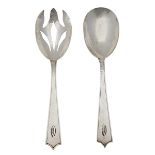 Marshall Field & Co., Colonial salad serving set, #1159 and #1160, Chicago, IL, sterling silver,
