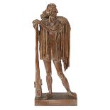 Artist Unknown, Standing Figure, carved wood, 17"h localized areas of scratching to the wood;