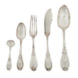 Tiffany & Co., Grecian flatware articles, New York, NY, sterling silver, stamped marks, (9)