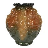 Vance Avon Faience Company, Mermaid vase, #118, Tiltonville, OH, glazed ceramic, incised