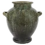 Fulper Pottery Co., vase, Flemington, NJ, cucumber glazed ceramic, stamped signature, 11.5"w x 9"d x