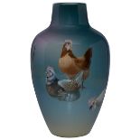 Charles (Carl) Schmidt (1875-1959) for Rookwood Pottery, Rooster and Hens vase, #905C, Cincinnati,