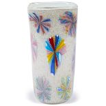 A.V.E.M, Pinwheel vase, Murano, Italy, 1950s, cased glass with gold leaf inclusions and colorful