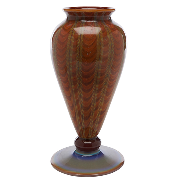 Arthur Douglas Nash (1882-1940) vase, New York, NY, glass, signed, 4"dia x 8.5"h Of elongated - Image 2 of 3