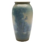 Edward Diers (1871-1947) for Rookwood Pottery, Landscape vase, #892C, Cincinnati, OH, 1917, Vellum