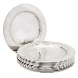 The Kalo Shop, bread plates, #BB1L, set of twelve, Chicago, IL, hand wrought sterling silver,