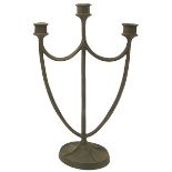 E.T. Hurley (1869-1950) three-light candelabrum, Cincinnati, OH, 1918, bronze, signed, dated, 10.5"w