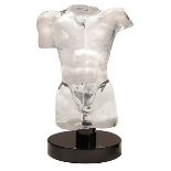 Dino Rosin (b. 1948) for Studio Rosin, male torso sculpture, Murano, Italy, transparent, glass,