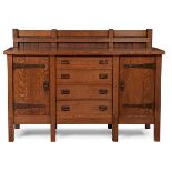 Gustav Stickley, sideboard, #817, Eastwood NY, oak, copper, branded signature, 70"w x 25"d x 50.5"