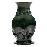 George Ohr (1857-1918) vase, Biloxi, MS, glazed ceramic, incised signature, 4"dia x 6.5"h Good