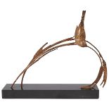 Andre-Vincent Becquerel, (French, 1893-1981) Bird on Stalk of Wheat, bronze, signed on the base, 9.