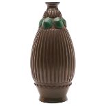 French Art Deco, vase, bronze, enamel, unmarked, 5"dia x 10.5"h Original patina with a bit of