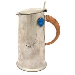Archibald Knox (1864-1933) for Liberty & Co., Tudric covered pitcher, #0305, England, pewter,