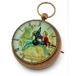 Vintage, Courting Couple oversized ball clock, brass, glass, 8.5"w x 10.25"d x 8"h Please contact