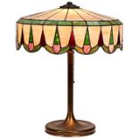 Classique Lamp Co., table lamp, Chicago, IL, leaded glass, brass, unsigned, 18.5"dia x 23"h Shade in