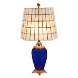 Steuben Glass Works, table lamp, Corning, NY, glass, brass, shell, sticker on base, overall: 14.5"