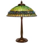 Tiffany Studios, Geometric Jewel table lamp, base #532, New York, NY, bronze, leaded glass, base and