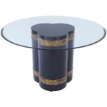 Bernard Rohne (b. 1944) for Mastercraft, dining or entry table, USA, c. 1978, lacquered wood, etched