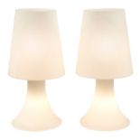 Laurel Manufacturing, Inc., table lamps, pair, USA, 1960s, frosted glass, enameled metal, one with