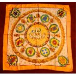 Hermes Silk Scarf Emblemes de LÉurope, marked "Hermes-Paris", 34"(86.3 cm) square