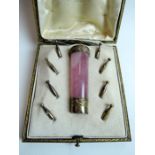 French Rose Quartz Umbrella Handle Set Circa 1890, French, a fine rose quartz umbrella handle with