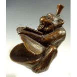 Ronson Monkey Cigar Lighter Circa 1930, full figural cigar lighter with integrated ashtray modeled