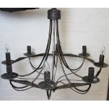 A modern painted and textured metal eight branch chandelier, 79cm diameter,