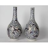 A pair of Chinese bottle vases, probably Kangxi (1662-1722),