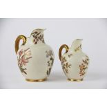 Two Royal Worcester blush ivory jugs shape 1094,