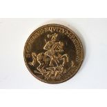 A Continental St George and the dragon gold medallion, the verso with 'In Tempestate Securitas', 4.