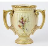 A Royal Worcester blush ivory tyg by Edward Raby, 1895, the fluted,