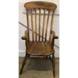 A 19th century beech, ash and elm country kitchen chair,