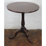 A George III mahogany tilt top occasional table, with turned column and tripod base, 72cm H x 63.