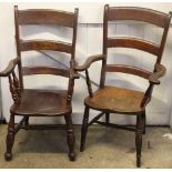 Two 19th century beech and ash country kitchen chairs,