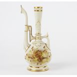 An unusual Royal Worcester blush ivory ewer, 1891, shape number 1191,