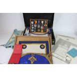 A collection of Masonic enamel badges and medals, comprising a Staffordshire & Shropshire pendant,