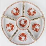 A Herend hor d'oeuvres dish, comprising five fan shaped dishes and central circular dish,