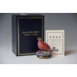 A Halcyon Days enamel bonbonniere modelled as a grouse in heather, in original box with certificate,