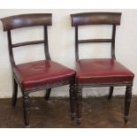 A set of six William IV mahogany dining chairs, with later red leatherette seats,