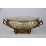 A late 19th century Continental glass and gilt metal table centerpiece,