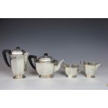A silver four piece tea service, Mappin and Webb, Sheffield 1945,